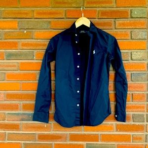 Size for polo Ralph Lauren women’s navy blue button down shirt with collar